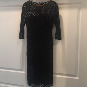 Adrianna Papell Black lace dress with slip